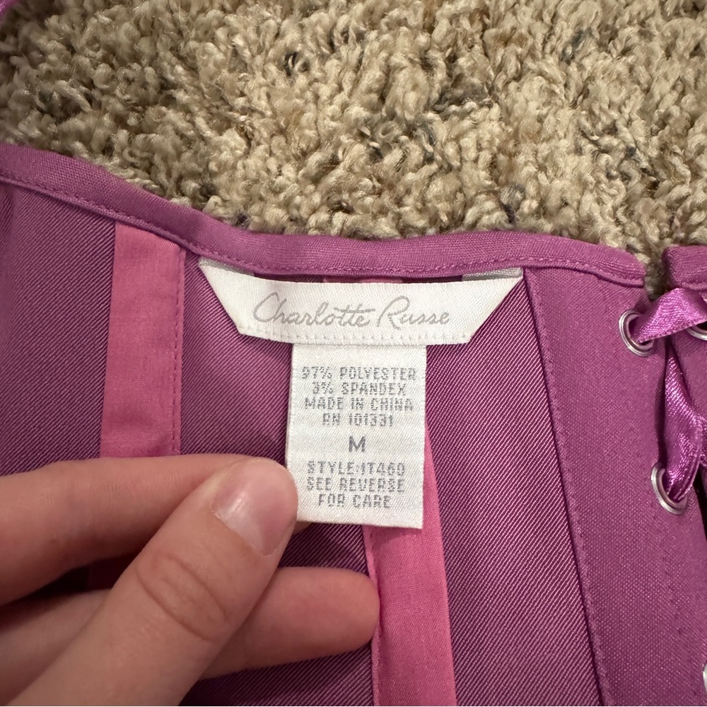 Vintage Y2K Charlotte Russe Purple Floral Corset - Picture 8 of 9
